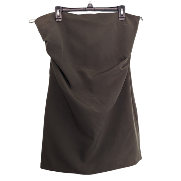 Zara, dark khaki strapless dress, size XL - Picture 5 of 6